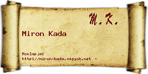 Miron Kada névjegykártya
